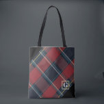 Classic Red, Blue and Black Plaid Monogram Tote Bag<br><div class="desc">Sophisticated and classy,  this red,  blue and black plaid tote bag with a monogram is the perfect holiday,  birthday or mother's day gift. Part of a collection from Parcel Studios.</div>