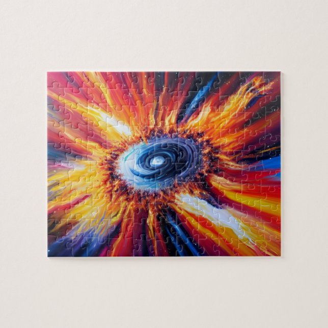 Classic red blue and orange outer space explosion jigsaw puzzle (Horizontal)