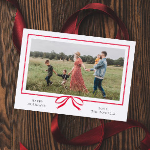 Classic Red Bow Photo Holiday Letterpress Card