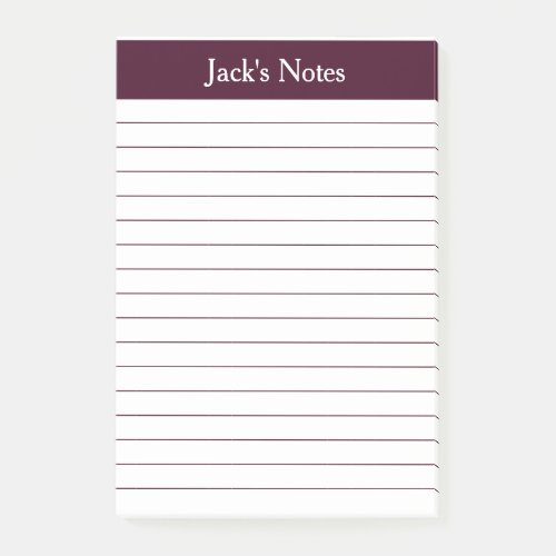 Classic Red Brown Lined Personalized Post_it Notes