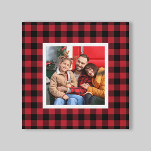 Classic Red Buffalo Plaid Christmas Photo Frame Canvas Print