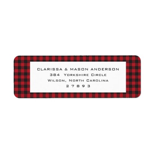 Classic Red Buffalo Plaid Personalized Holiday Label