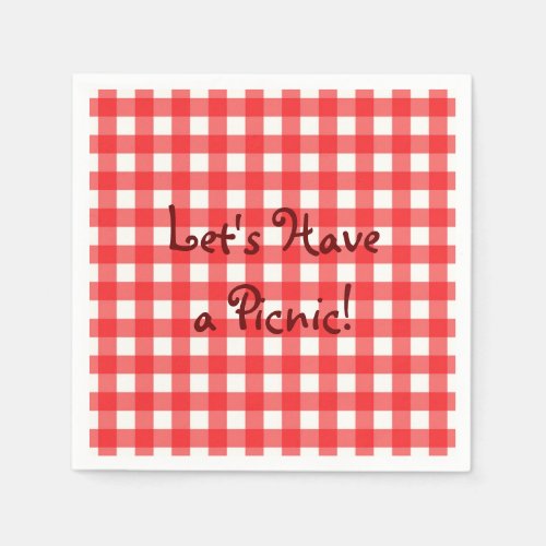Classic Red Cafe Gingham Picnic Napkins