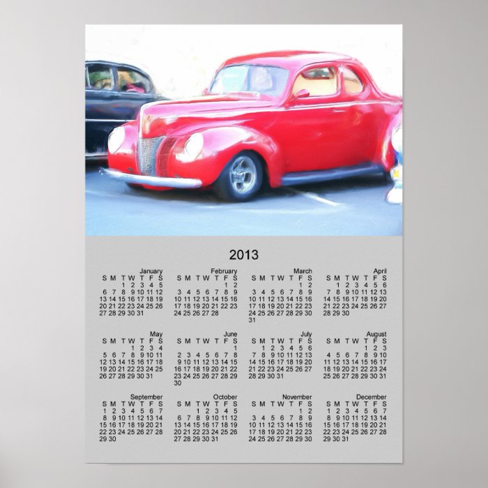 Classic Red Car 2013 calendar poster