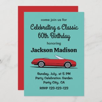 Classic Red Car Birthday Party Invitation
