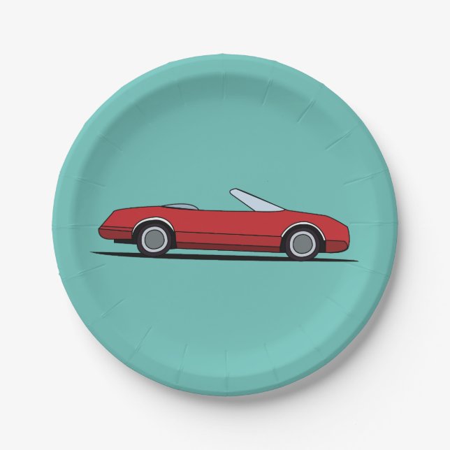 Classic Red Car Birthday Party Paper Plates (Front)
