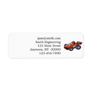 Classic red car cartoon for kids label