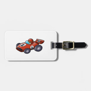 Classic red car cartoon for kids luggage tag