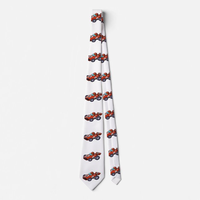 Classic red car cartoon for kids neck tie (Front)