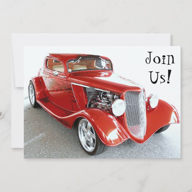 Classic Red Car Retirement Party Invite (Front)