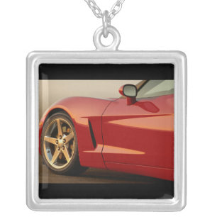 Classic Red Car Silver Plated Necklace
