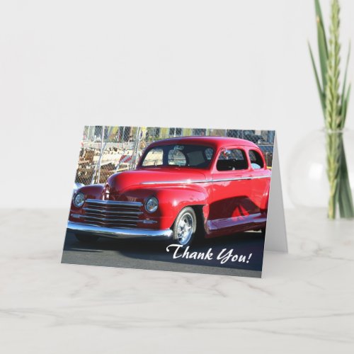 Classic Red Car Thank You greeting card