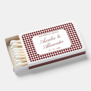 Classic Red Checkered Old Money Wedding Matchboxes