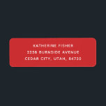Classic Red Christmas Holiday | Minimalist Festive Label<br><div class="desc">Add a touch of style and convenience to your mail with this minimalist personalized return address label. The bold red background gives your Christmas cards, holiday letters, and seasonal gifts an eye catching festive look, while the clean, modern font keeps it versatile for year round use. Perfect for wedding invitations,...</div>
