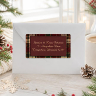 Classic Red Christmas Tartan Plaid Label