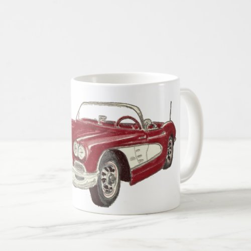 Classic Red Corvette Art Coffee Mug
