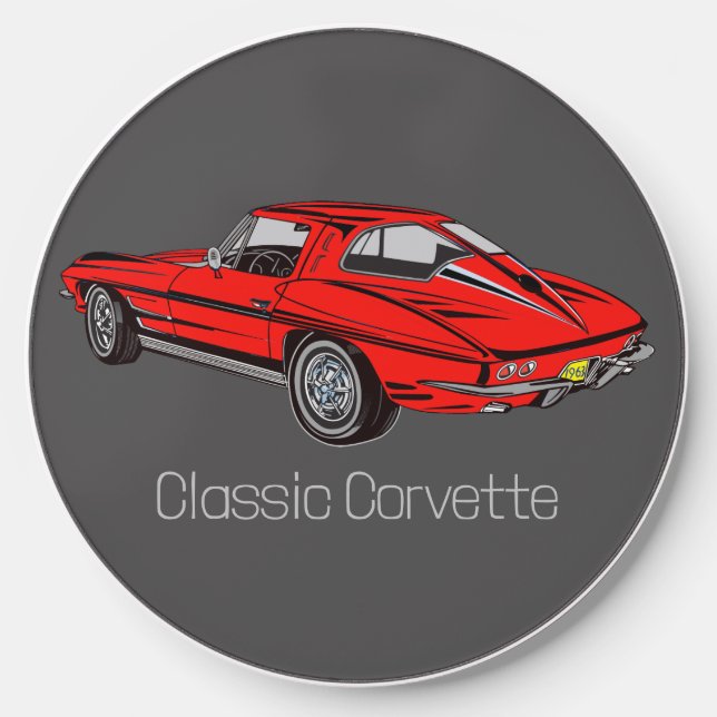 Classic Red Corvette Design Wireless Charger (Front)