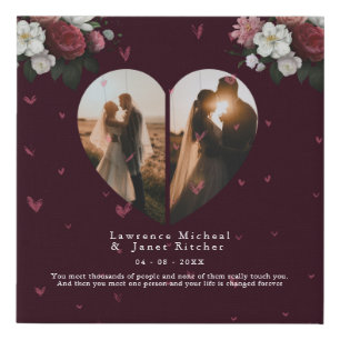 Classic Red Custom Heart shape gift for her & him Faux Canvas Print