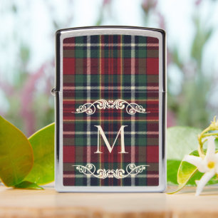 Classic Red Dark Blue Green Plaid Pattern Zippo Lighter