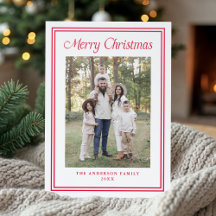 Classic Red Double Border Merry Christmas