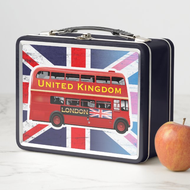 Classic Red Double-Decker Bus Metal Lunch Box (In Situ)