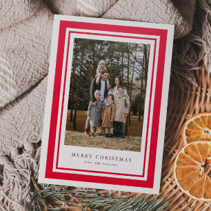 Classic Red Frame Christmas Photo Holiday Letterpress Photo Cards