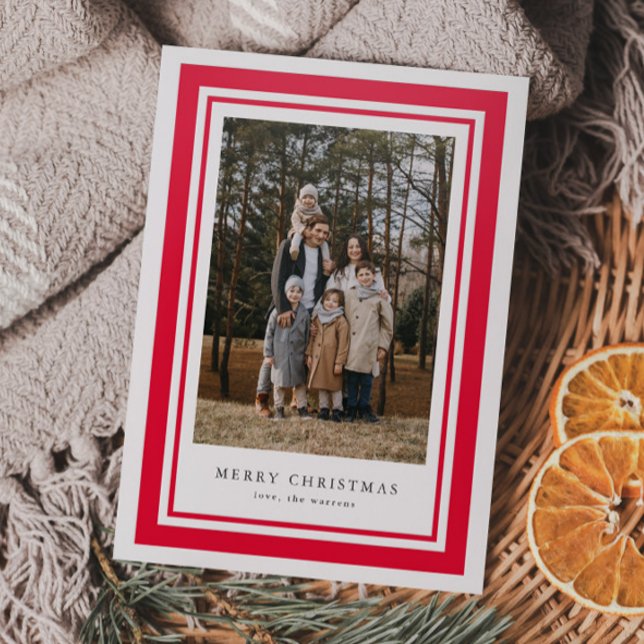 Classic Red Frame Christmas Photo Holiday Letterpress Photo Cards (Classic Frame Photo Christmas Letterpress Holiday Cards.)