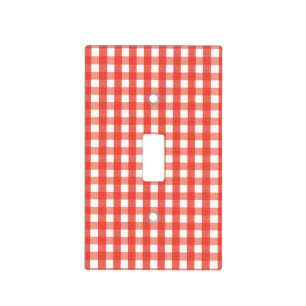 Classic Red Gingham Check Pattern Light Switch Cover