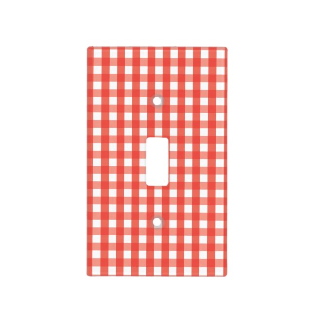 Classic Red Gingham Check Pattern Light Switch Cover (Front)