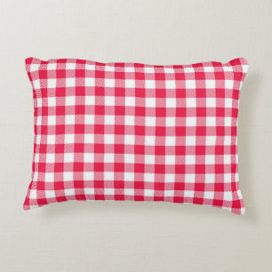 Classic Red Gingham Country Pattern Accent Pillow