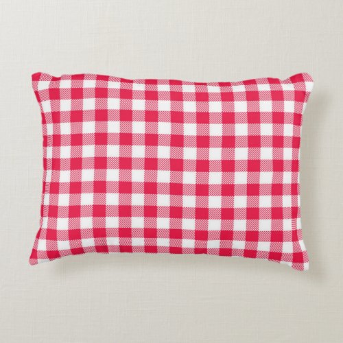 Classic Red Gingham Country Pattern Accent Pillow