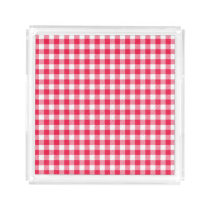 Classic Red Gingham Country Pattern Acrylic Tray