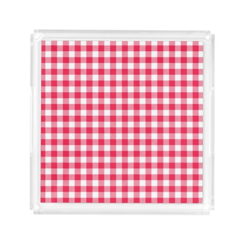 Classic Red Gingham Country Pattern Acrylic Tray