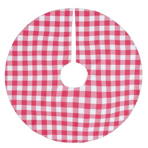 Classic Red Gingham Country Pattern Brushed Polyester Tree Skirt