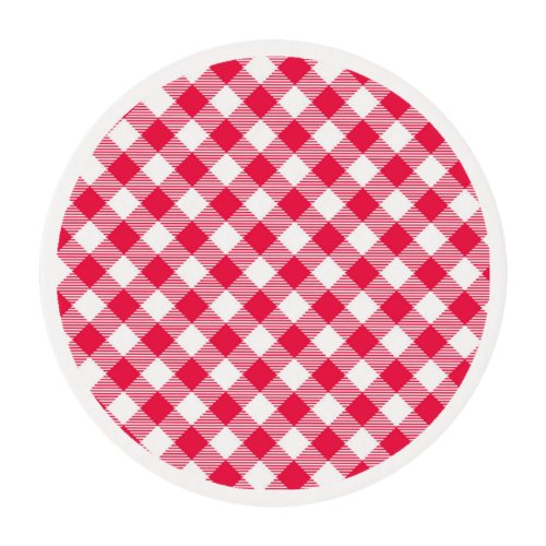Classic Red Gingham Country Pattern Edible Frosting Rounds