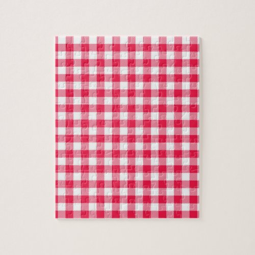 Classic Red Gingham Country Pattern Jigsaw Puzzle