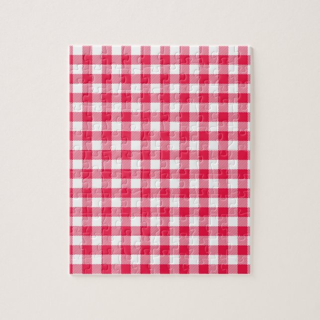 Classic Red Gingham Country Pattern Jigsaw Puzzle (Vertical)