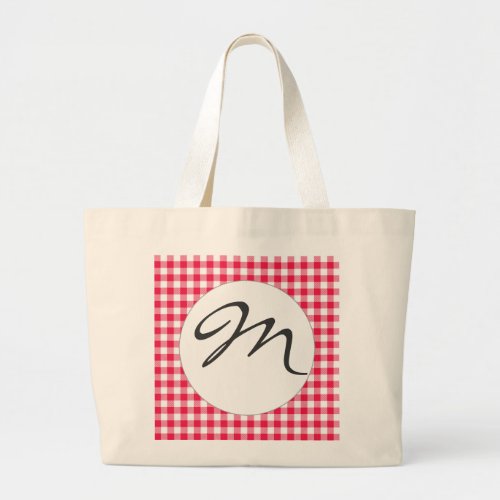 Classic Red Gingham Country Pattern Large Tote Bag