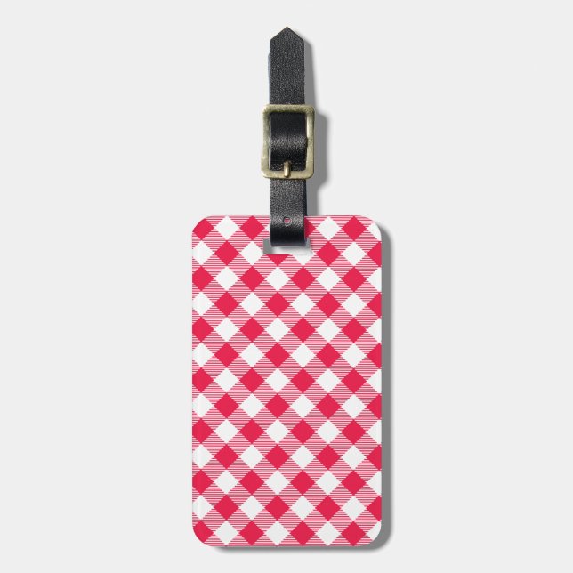 Classic Red Gingham Country Pattern Luggage Tag (Front Vertical)