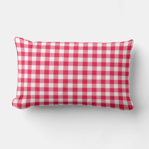 Classic Red Gingham Country Pattern Lumbar Pillow