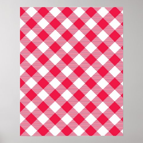 Classic Red Gingham Country Pattern Poster