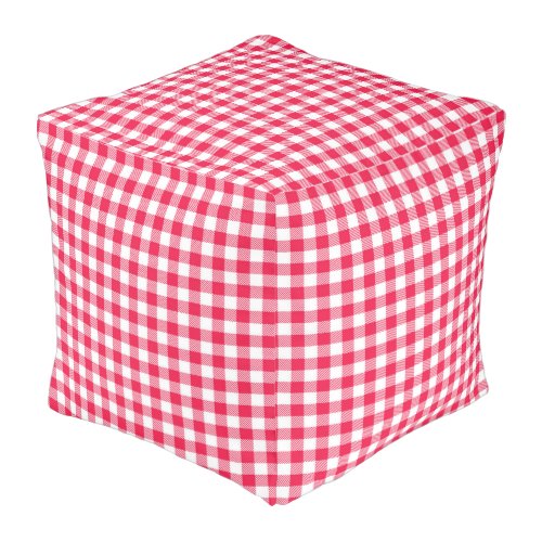 Classic Red Gingham Country Pattern Pouf