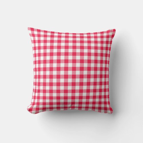 Classic Red Gingham Country Pattern Throw Pillow