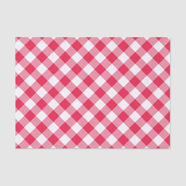 Classic Red Gingham Country Pattern Tissue Paper (Front)