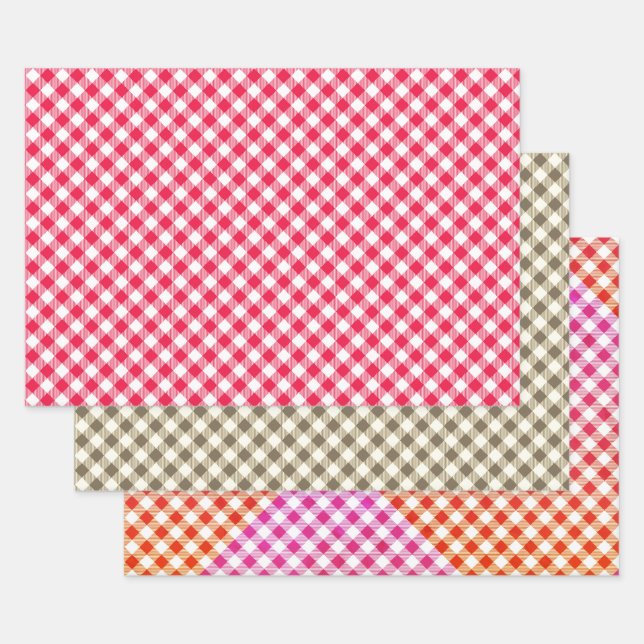 Classic Red Gingham Country Pattern Wrapping Paper Sheets (Set)