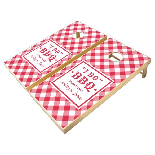Classic Red Gingham I Do BBQ Wedding Cornhole Set