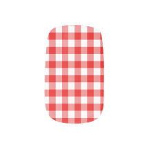 Classic Red Gingham Nail Art Decals
