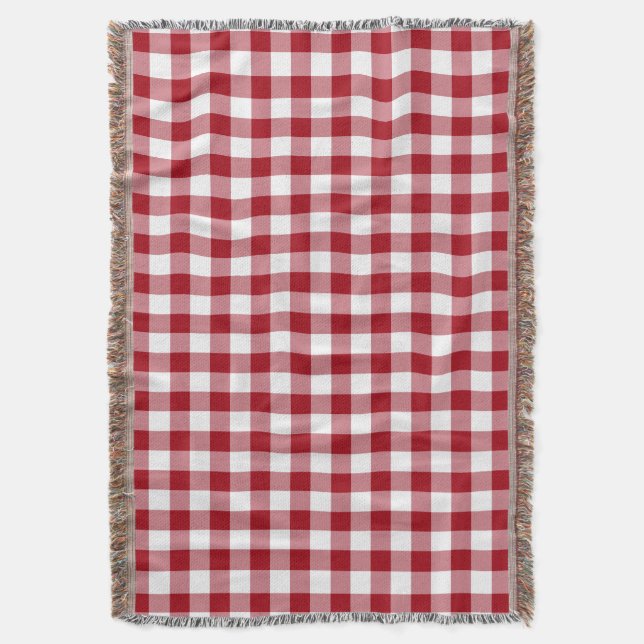 Classic Red gingham Pattern Throw Blanket (Front Vertical)