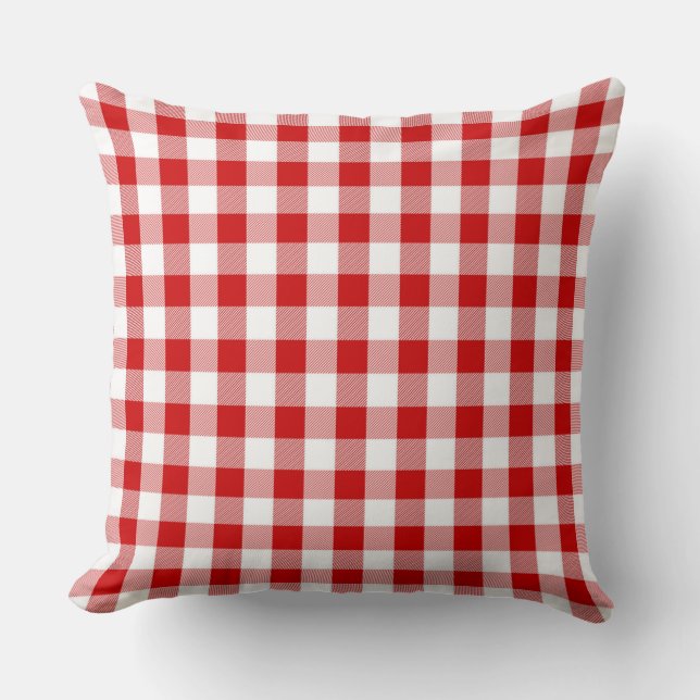 Classic Red Gingham Pattern Throw Pillow (Front)