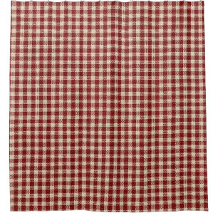 Classic Red Gingham Vintage Woven Checks Shower Curtain
